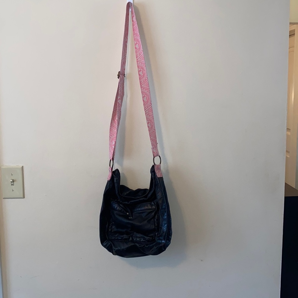 Black Faux Leather Crossbody Bag